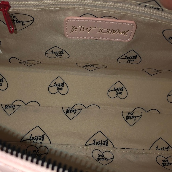 Betsey Johnson Pink Multi E/W Shoulder Bag With Embossed Bows & Red Bows NWT - Picture 10 of 16